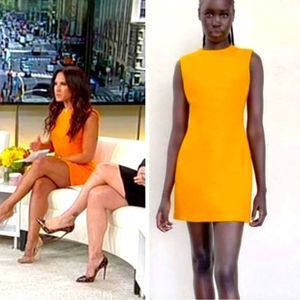 Zara textured orange/mustard yellow mini dress.